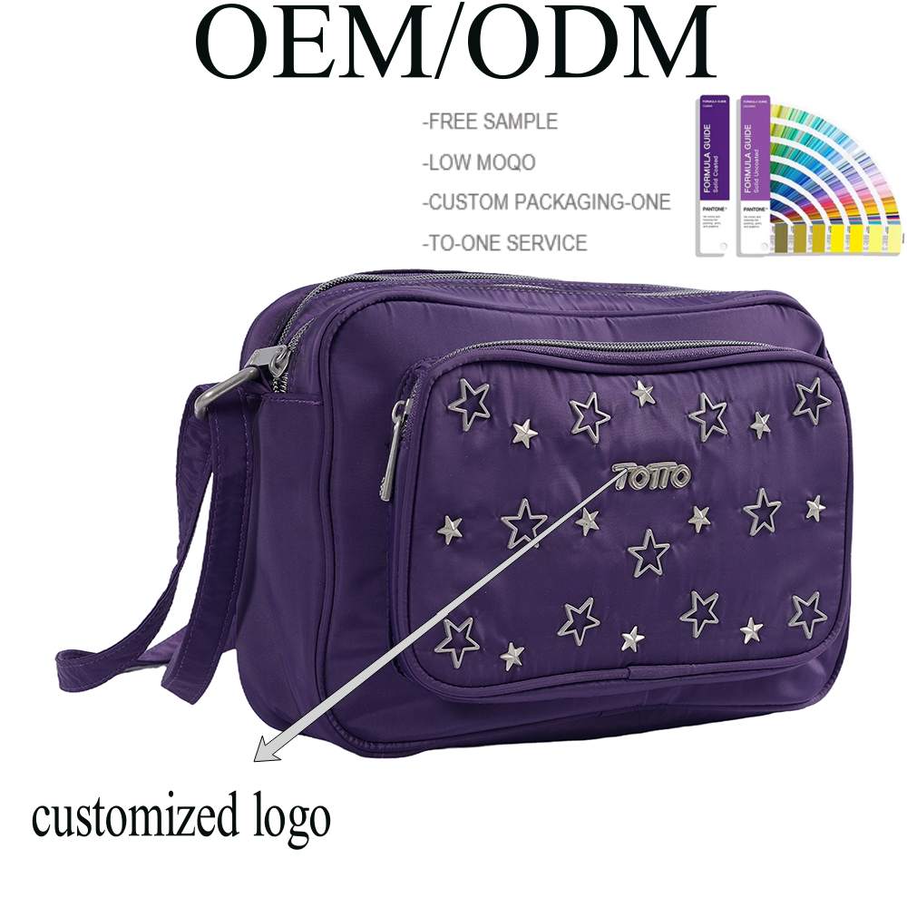 factory custom design adjustable strap unsex crossbody bag square shape metal accessories decoration