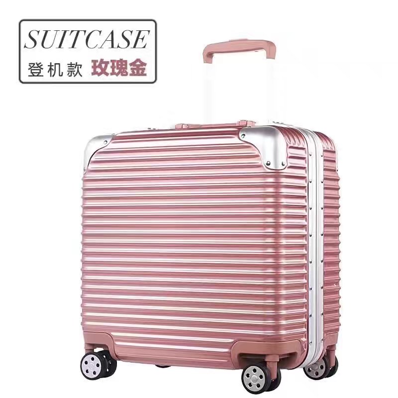 18-inch ABS trolley luggage suitcase with aluminum frame suitcase durable case and spinner wheels