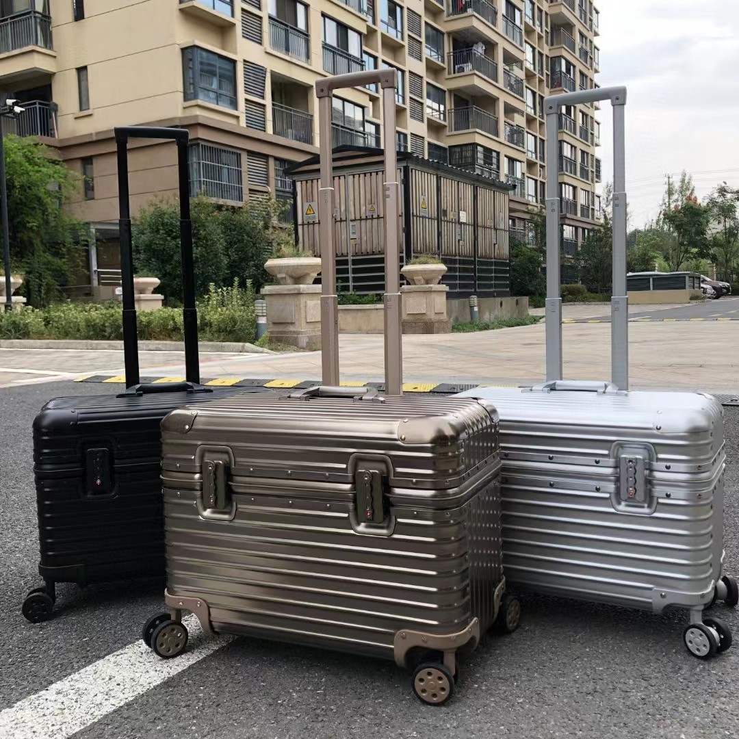 18 inches high quality aluminum trolley luggage suitcase  security combination lock portable case for business trip