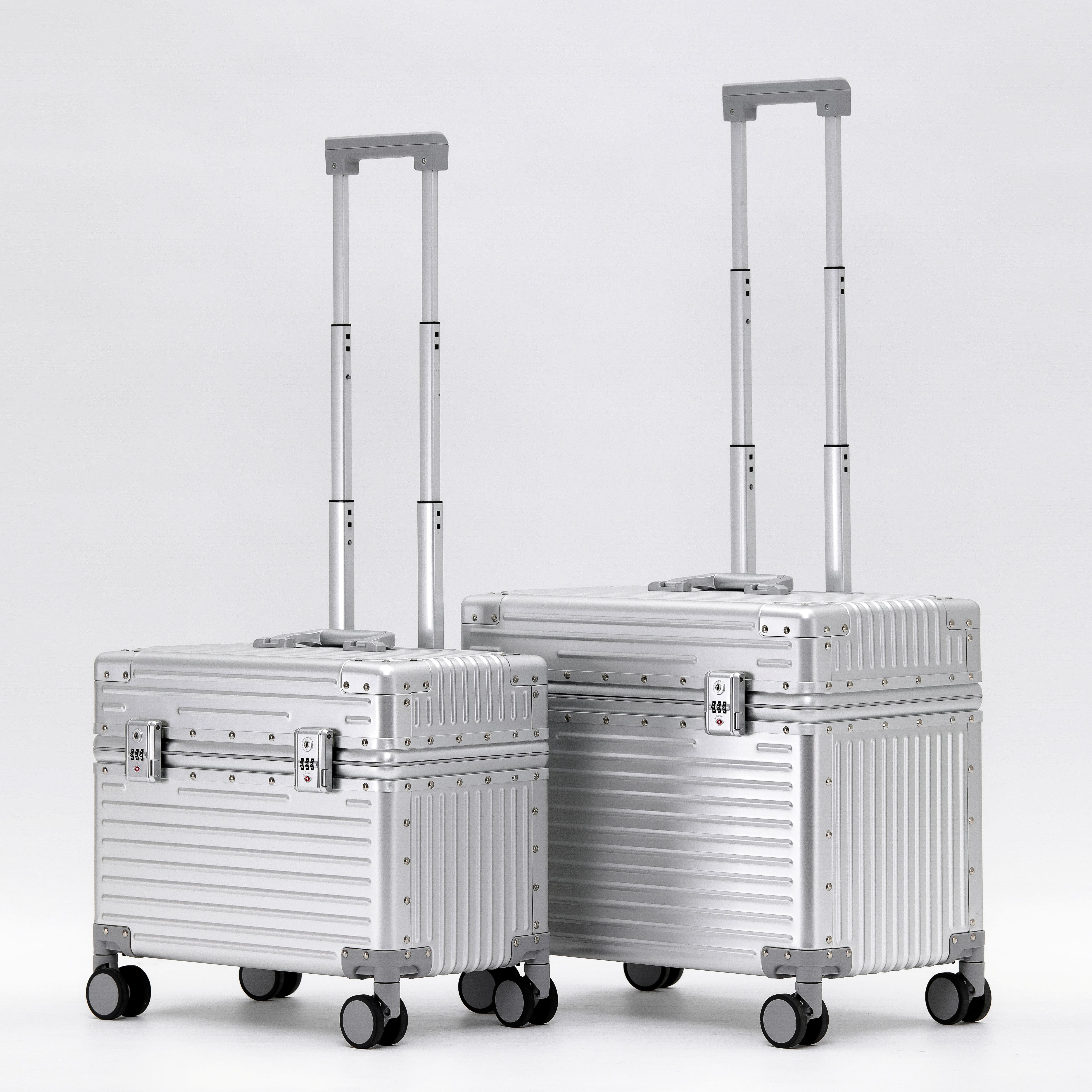 Fashion Matel Magnesium and aluminum trolley travelling luggage suitcase multi functional inside pocket
